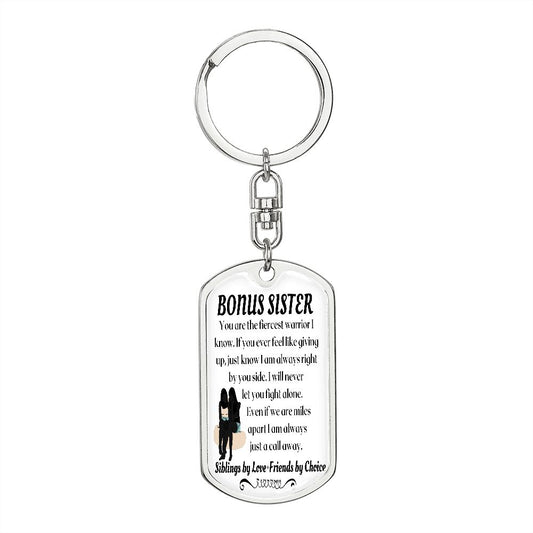 To My Bonus Sister - Dogtag Keychain