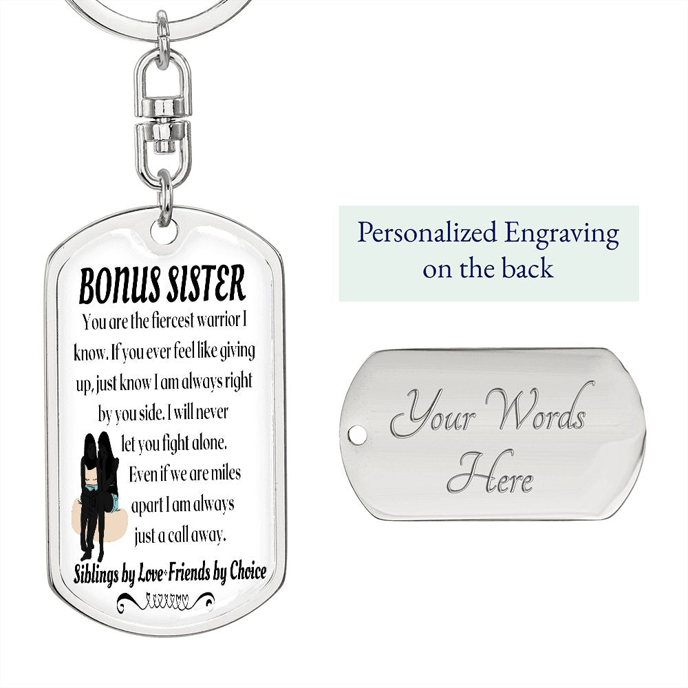 To My Bonus Sister - Dogtag Keychain
