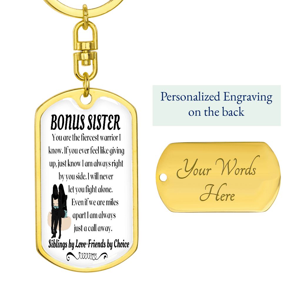 To My Bonus Sister - Dogtag Keychain