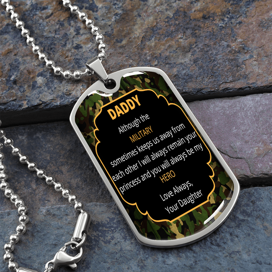 Military Dad - Love Daughter - Dog Tag