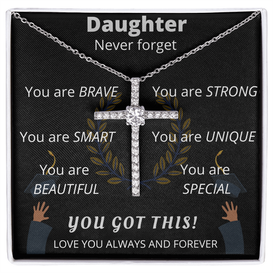 Daughter Graduation - Crystal Cross Necklace