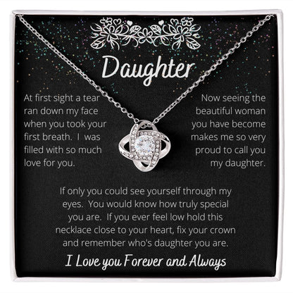 To My Daughter- Love Knot Necklace