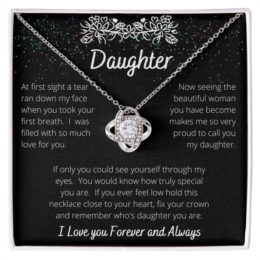 To My Daughter- Love Knot Necklace