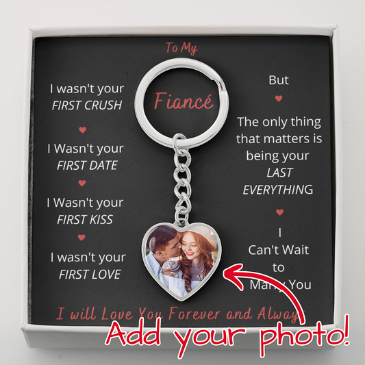 To My Fiancé - Heart Picture Keychain
