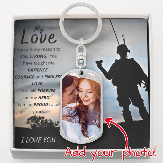 Military Spouse - Dog Tag Picture Keychain