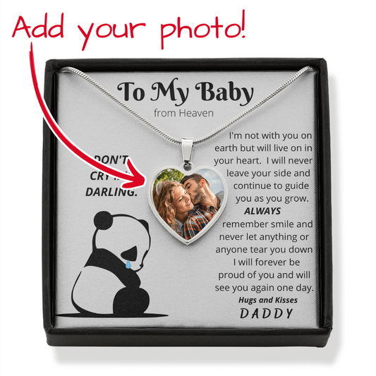 To My Baby - Loss Of Dad - Photo Heart Necklace